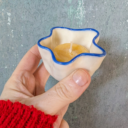 Porcelain Blue + White Tealight Candle Holder