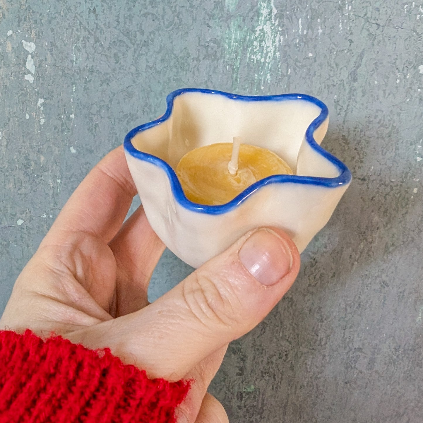 Porcelain Blue + White Tealight Candle Holder