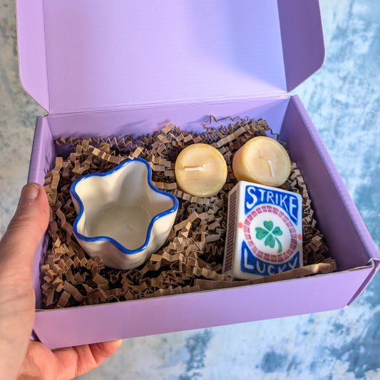 Porcelain Matchbox + Tealight Candle Holder Gift Box
