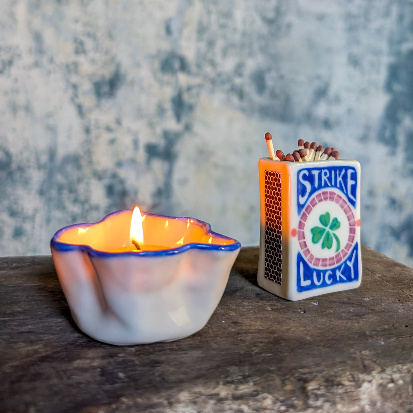 Porcelain Matchbox + Tealight Candle Holder Gift Box