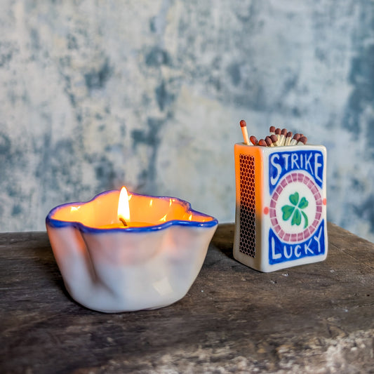 Porcelain Matchbox + Tealight Candle Holder Gift Box
