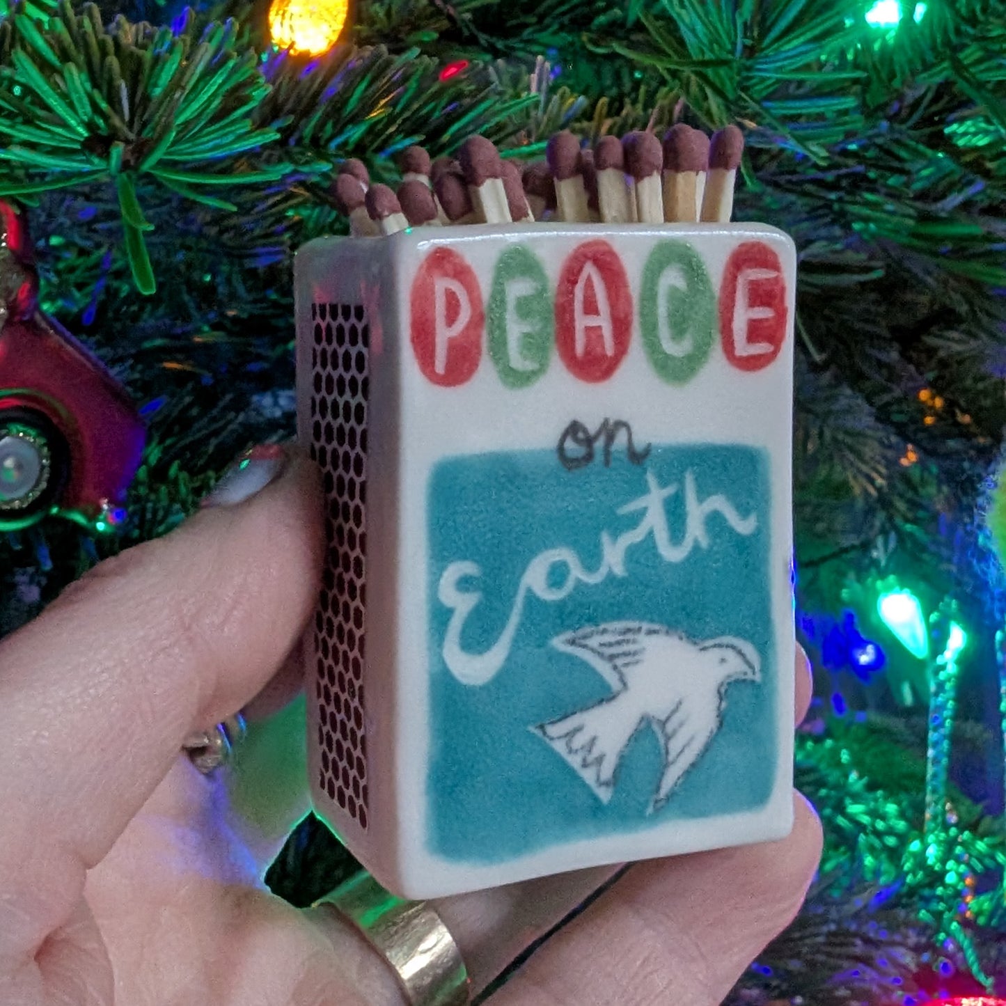 Handpainted Porcelain Matchbox - Christmas