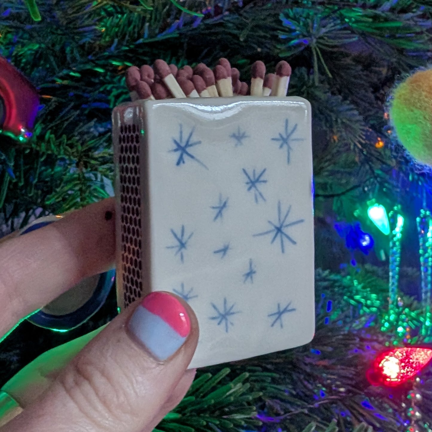 Handpainted Porcelain Matchbox - Christmas