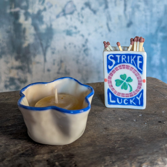 Handpainted Porcelain Matchbox - Strike Lucky