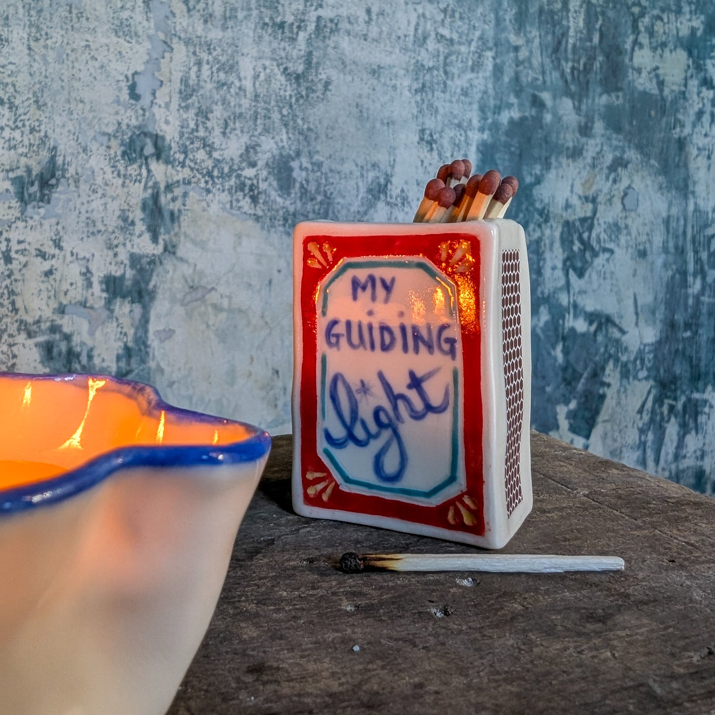 Handpainted Porcelain Matchbox - My Guiding Light